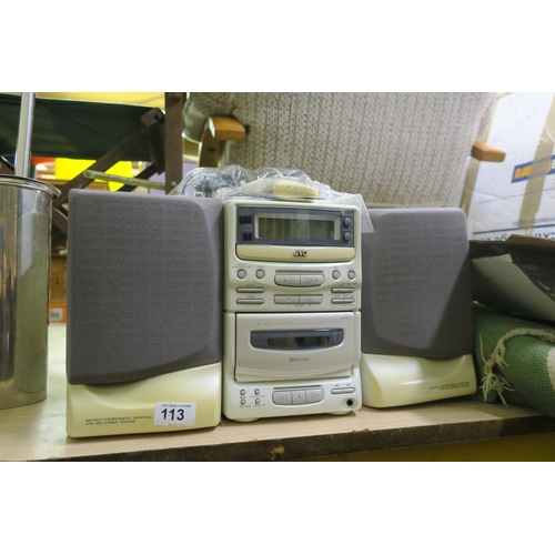 113 - JVC CASSETTE/CD SOUND SYSTEM W/SPEAKER & REMOTE