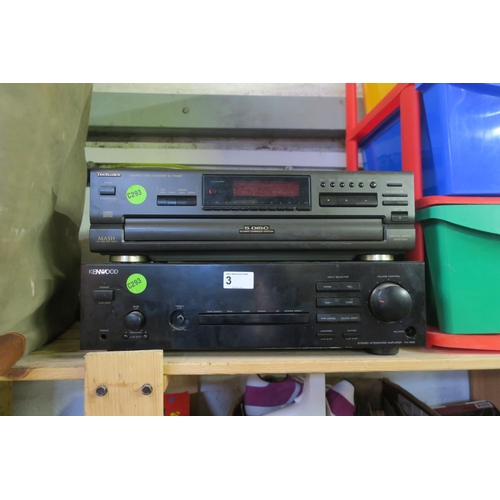 3 - TECHNICS 5 DISC CHANGER & KENWOOD STEREO AMPLIFIER