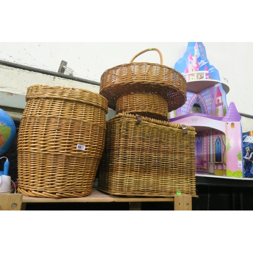 58 - COLLECTION OF WICKER BASKETS ETC