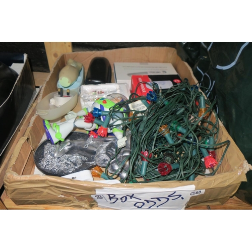 60 - BOX OF ODDS- CHRISTMAS LIGHTS, SHAVERS ETC