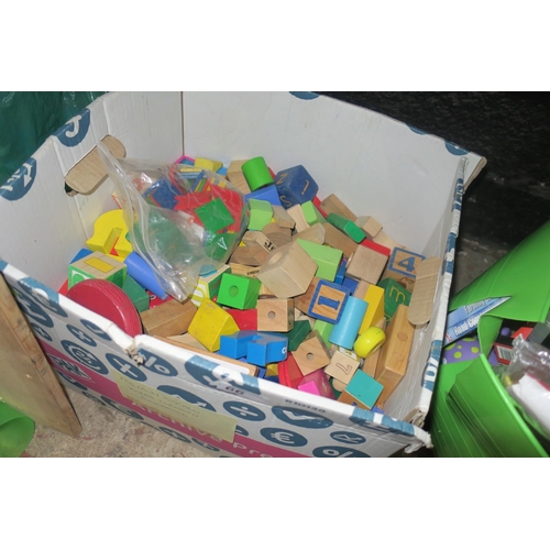 66 - BOX OF CHILDS WOODEN PLAY BRICKS