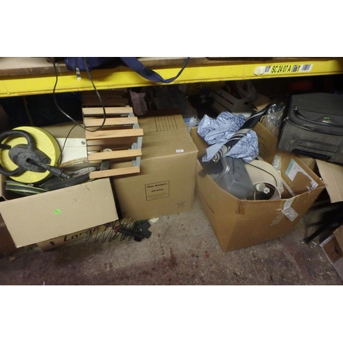 171 - 4 LARGE BOXES OF ODDS- SPORT EQUIPMENT, WINE RACK ETC