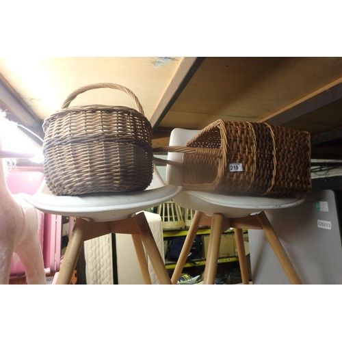 219 - 3 VARIOUS SIZED WICKER BASKETS