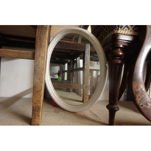 229 - WHITE FRAME OVAL MIRROR