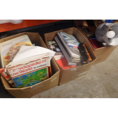 238 - 3 BOXES OF ODDS- BOOKS, LAMP ETC