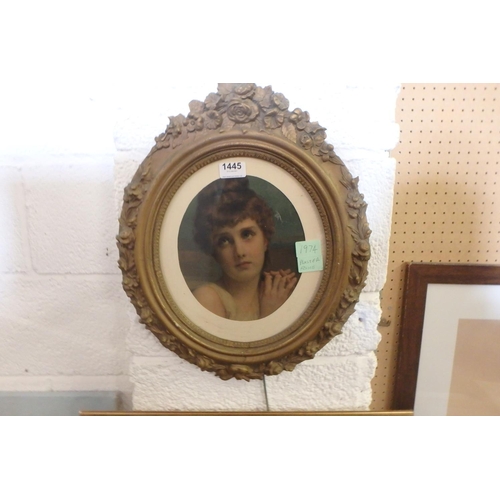 1445 - VINTAGE PORTRAIT IN PLASTER FRAME