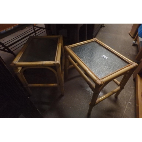 1719 - 2 WICKER AND GLASS COFFEE TABLES