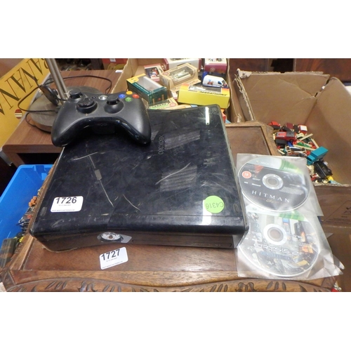 1726 - XBOX 360 CONSOLE AND CONTROLLER- NO LEADS