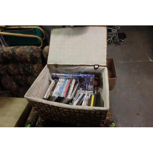 516 - BASKET OF DVDS/CASES ETC