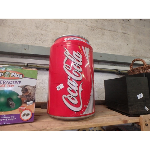 15 - COCA COLA CAN FRIDGE W/GLASSES (WORKING ORDER)