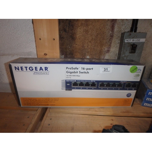 31 - NEW/SEALED NETGEAR 16 PORT GIGABIT SWITCH ETHERNET BOX