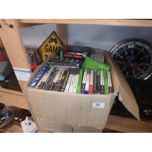 38 - BOX OF VARIOUS CONSOLE GAMES & CASES