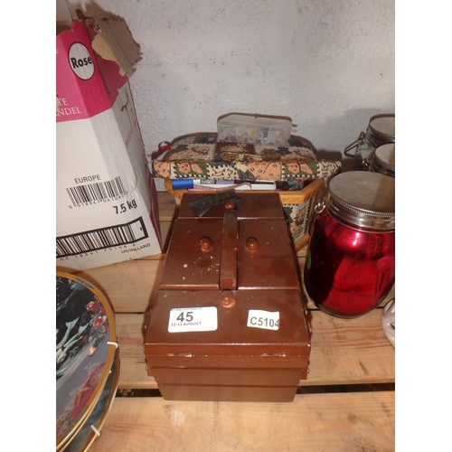 45 - 2 SEWING BOXES W/CONTENTS