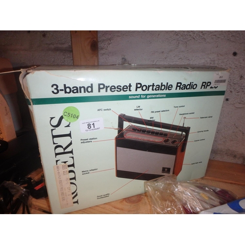 81 - BOXED ROBERTS 3 BAND PORTABLE RADIO