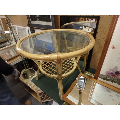 1414 - BAMBOO GLASS TOP COFFEE TABLE