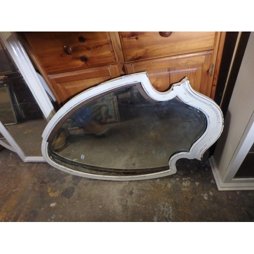 1436 - LARGE SHIELD SHAPED BEVELLED EDGE MIRROR - IN NEED OF REPAIR