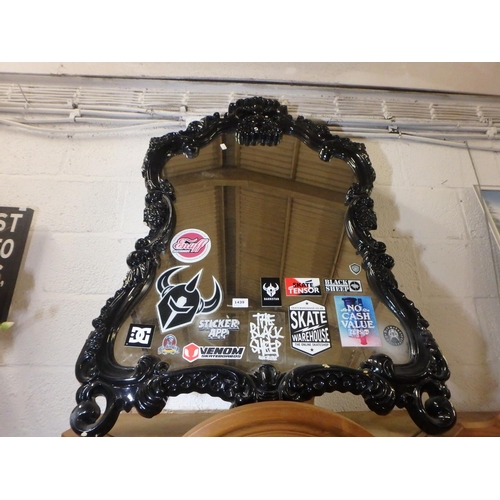 1439 - LARGE GOTHIC PLASTIC FRAMED MIRROR