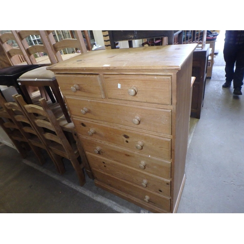 1719 - 2 OVER 5 TALL PINE CHEST OF DRAWERS