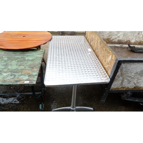 2293 - STAINLESS STEEL SWIRLED EFFECT TABLE