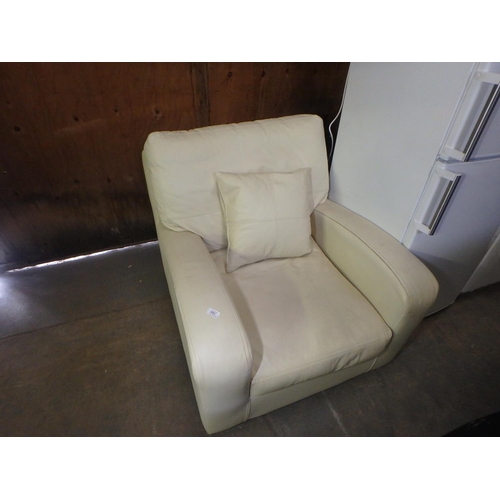 601 - CREAM LEATHER ARMCHAIR