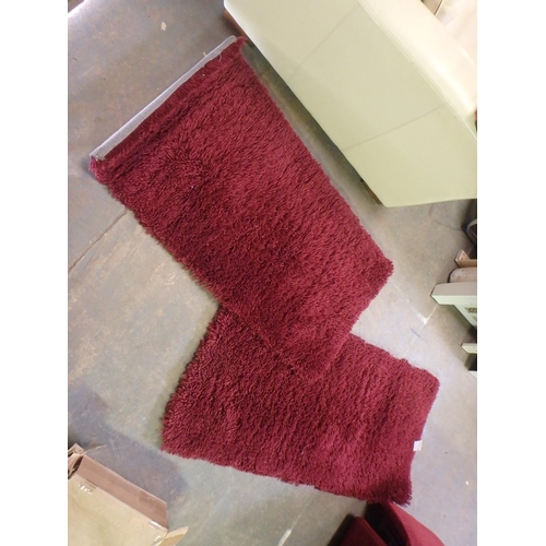 620 - 2 BURGUNDY SHAGPILE RUGS