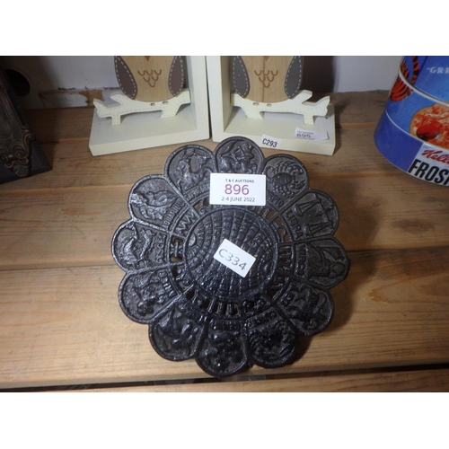 896 - CAST IRON SIGNS OF THE ZODIAC TRIVET