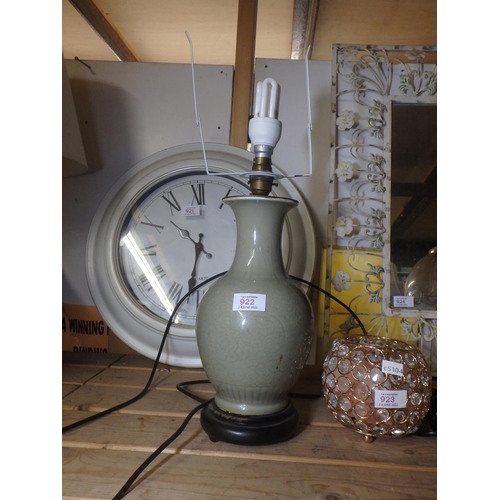 922 - SAGE GREEN CERAMIC LAMP BASE