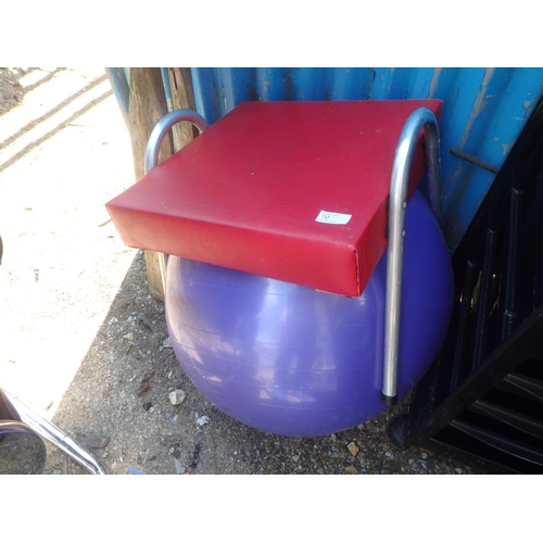 70 - LARGE PURPLE EXERCISE BALL AND PADDED STOOL