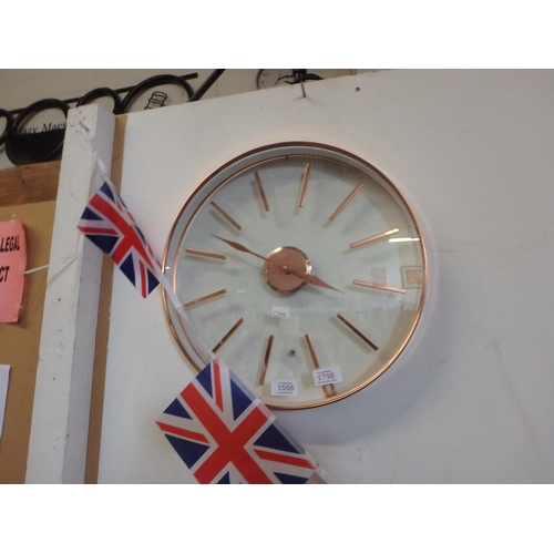 1798 - ROSE GOLD METAL AND GLASS WALL CLOCK