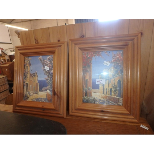 969 - TWO FRAMED PRINTS - COASTAL SCENES BY M. CELLINI