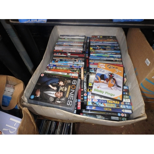 1885 - BOX OF DVDS AND CASES