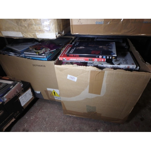 1887 - 2 BOXES OF DVDS AND CASES