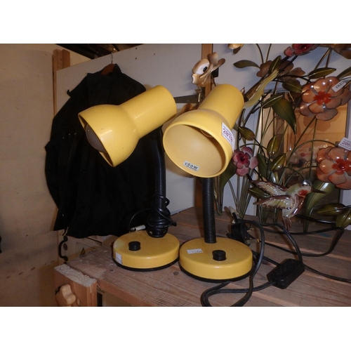 2070 - TWO YELLOW BHS POSEABLE DESK LAMPS