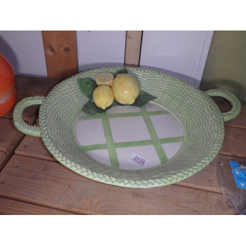 2126 - LARGE CERAMIC BOWL - LEMON MOTIF - MADE IN ITALY