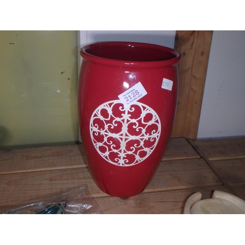 2128 - RED CERAMIC VASE