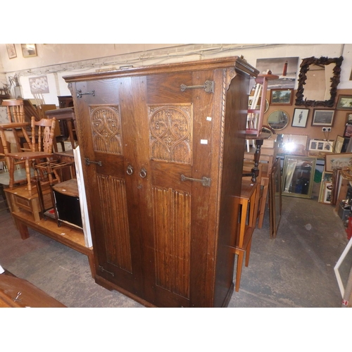 936 - VINTAGE CARVED PANEL WARDROBE