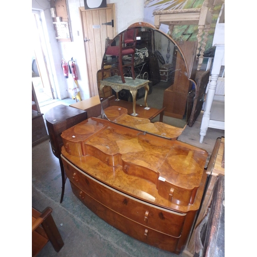 1296 - LARGE WALNUT VENEER DRESSING TABLE