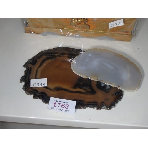 1763 - 2 BITS OF POLISHED AGATE