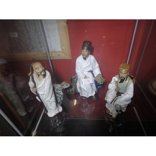 3 SHIWAN JAPANESE MUD MEN FIGURINES