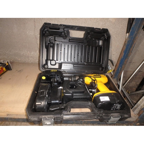 445 - DEWALT DRILL IN BOX WITH BATTERYS AND CHARGER