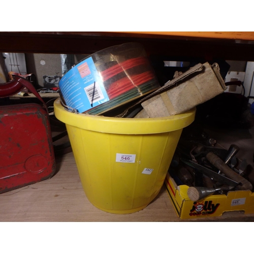 546 - YELLOW BUCKET OF MIXED SHED ODDS