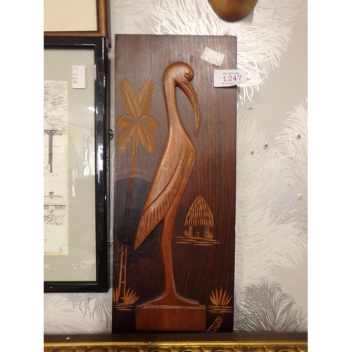 1247 - WOODEN WALL PLAQUE OF AN IBIS