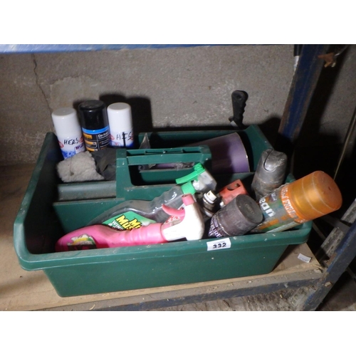 332 - PLASTIC TUB OF HOUSE CLEANING ITEMS