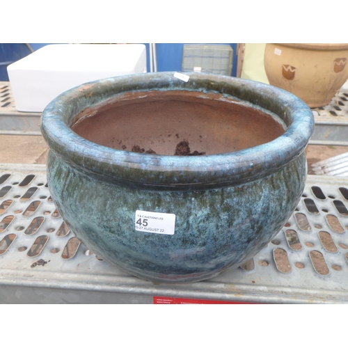 45 - LARGE GLAZED CERAMIC PLANT POT