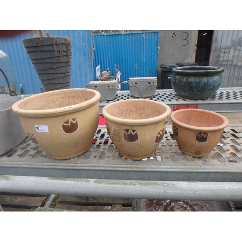 70 - 3 GLAZED POTS