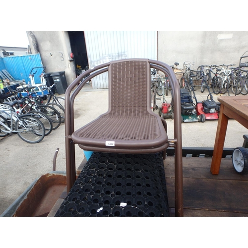 197 - 2 BROWN PATIO CHAIRS