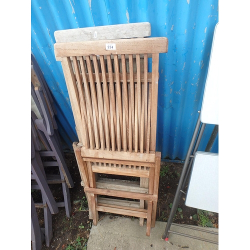 224 - 3 WOODEN PATIO CHAIRS