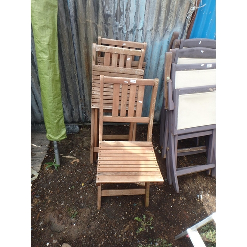 226 - 3 WOODEN PATIO CHAIRS