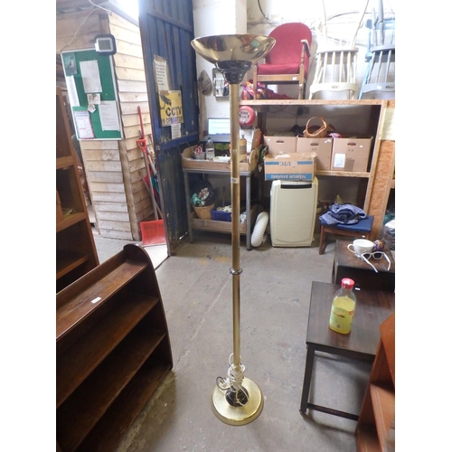 570 - BRASS EFFECT STANDARD UPLIGHTER LAMP