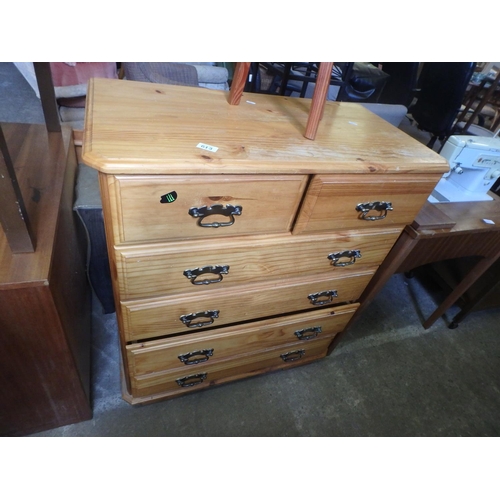 613 - TWO-OVER-FOUR PINE CHEST OF DRAWERS